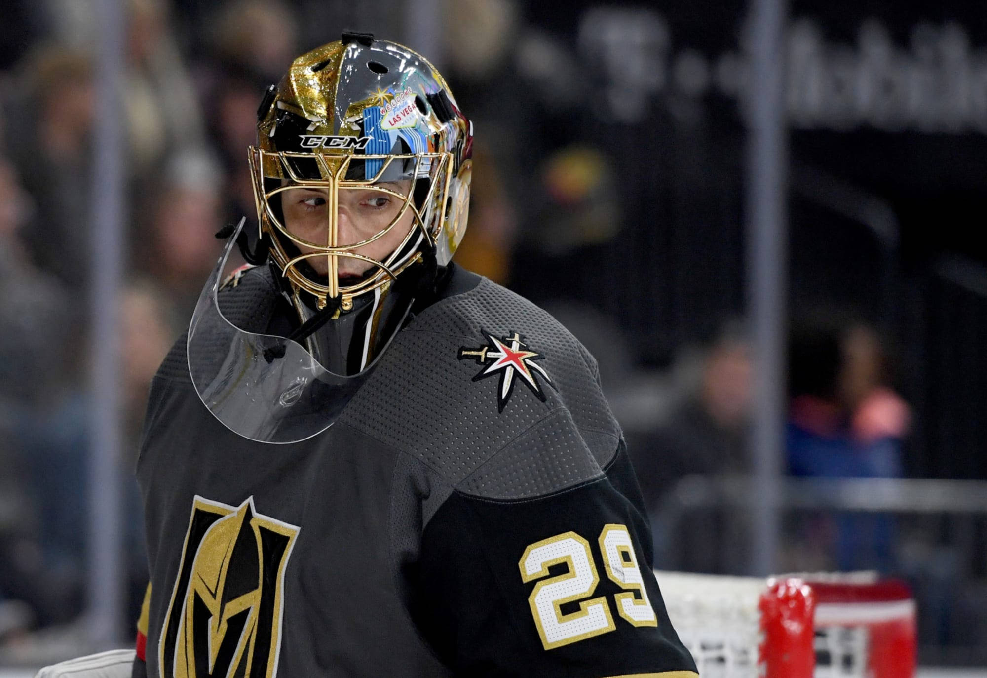 Marc Andre Fleury, black and gold uniform, number 29, Full HD Desktop Wallpaper