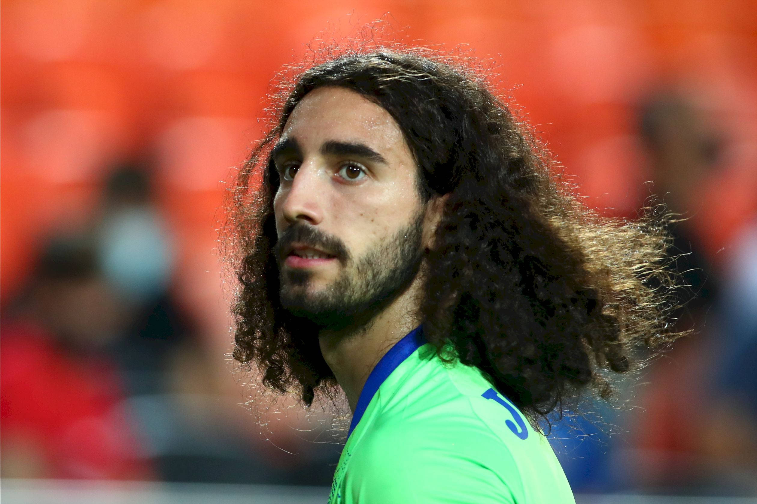 Marc Cucurella, neon green, long curly hair, Full HD Desktop Wallpaper