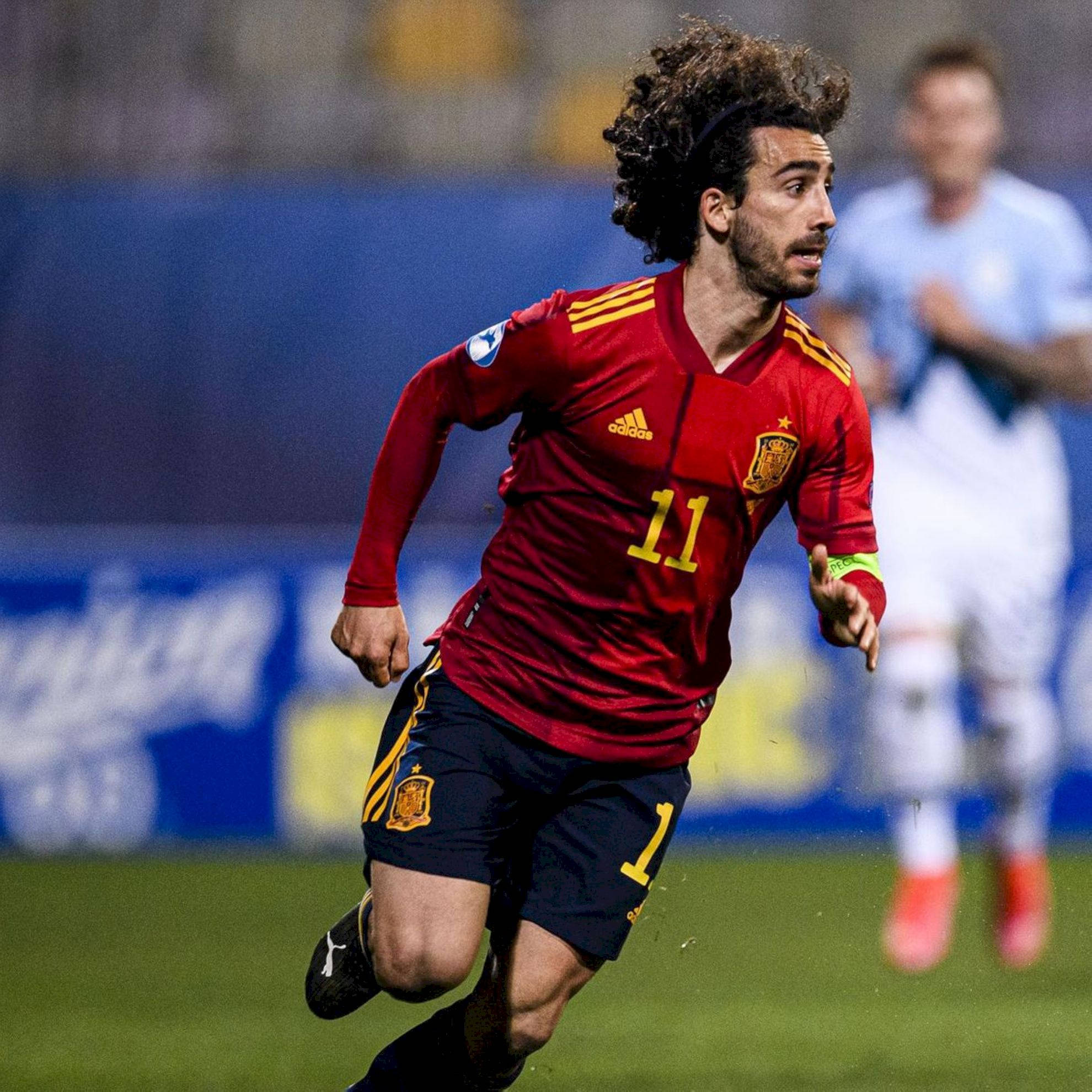 Marc Cucurella, red jersey, number 11, Full HD Desktop Wallpaper