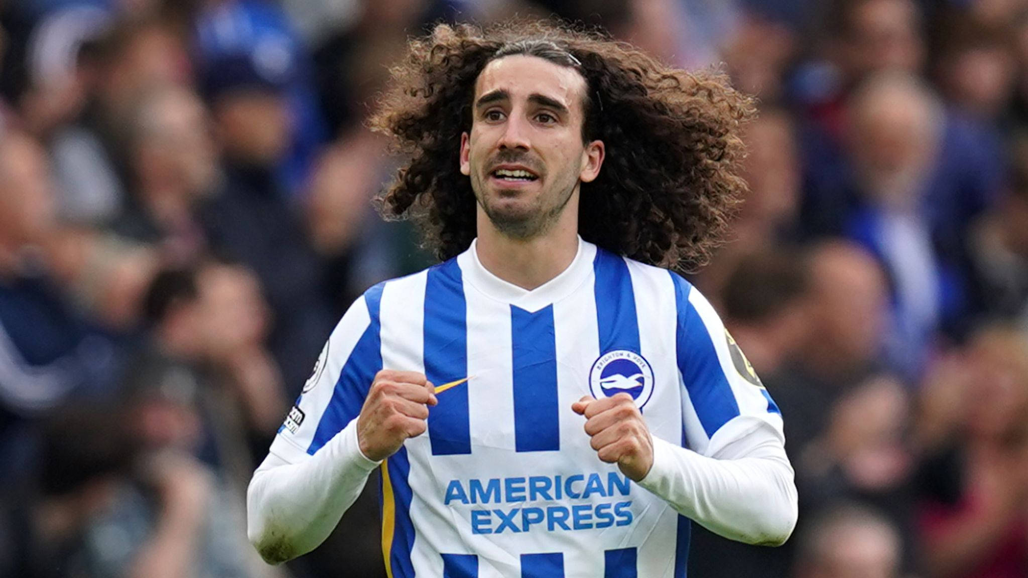 Marc Cucurella, blue and white striped jersey, football player, Full HD Desktop Wallpaper