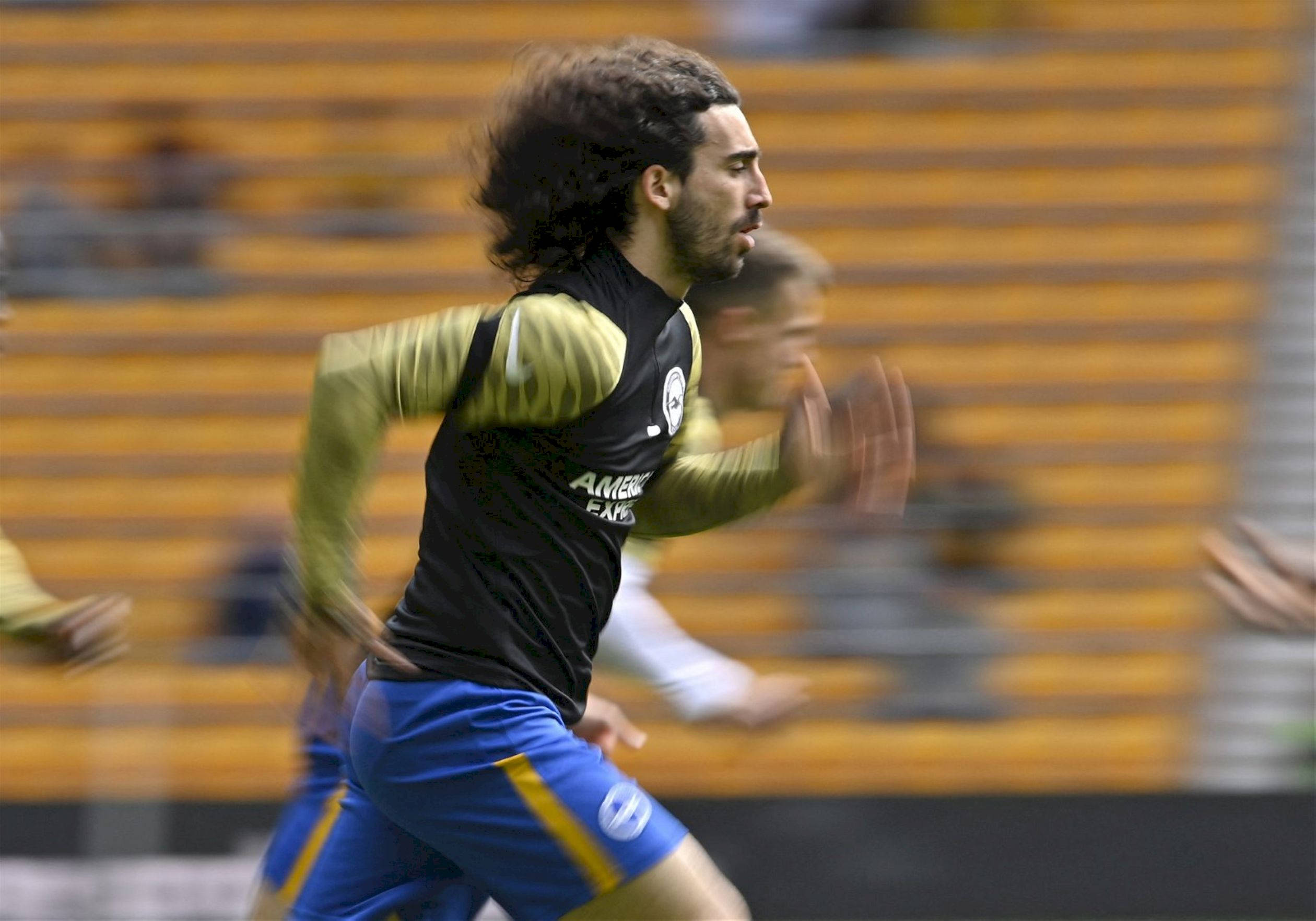 Marc Cucurella, curly hair, sprints dynamically, Full HD Desktop Wallpaper