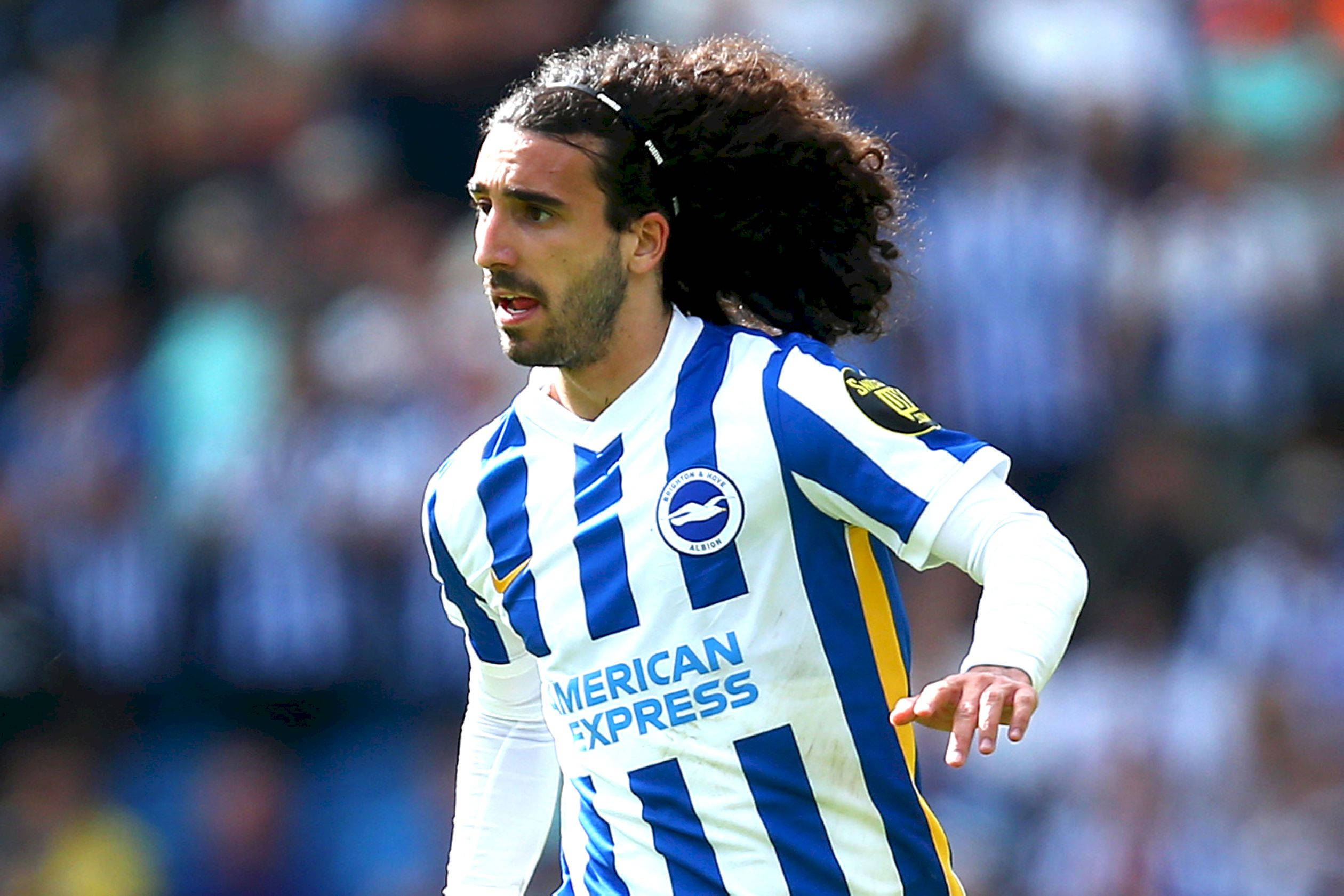 Marc Cucurella, blue and white striped jersey, sunny match, Full HD Desktop Wallpaper