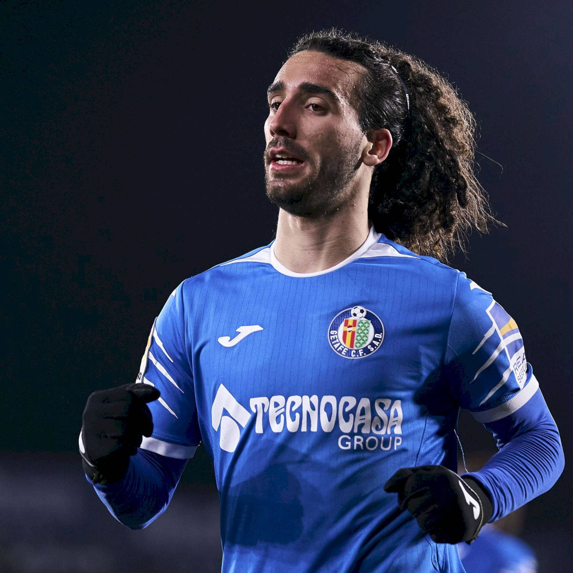 Marc Cucurella, blue Benfica jersey, stadium lights, Full HD Desktop Wallpaper