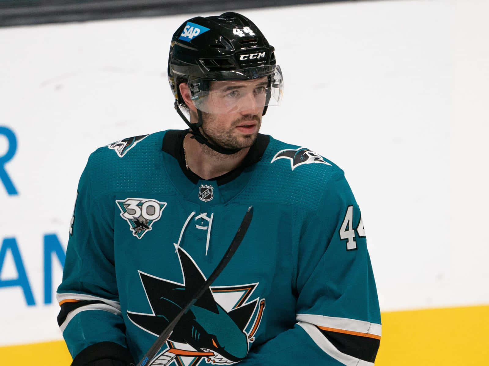 Marc Edouard Vlasic, teal Sharks jersey, number 44, HD Desktop Wallpaper