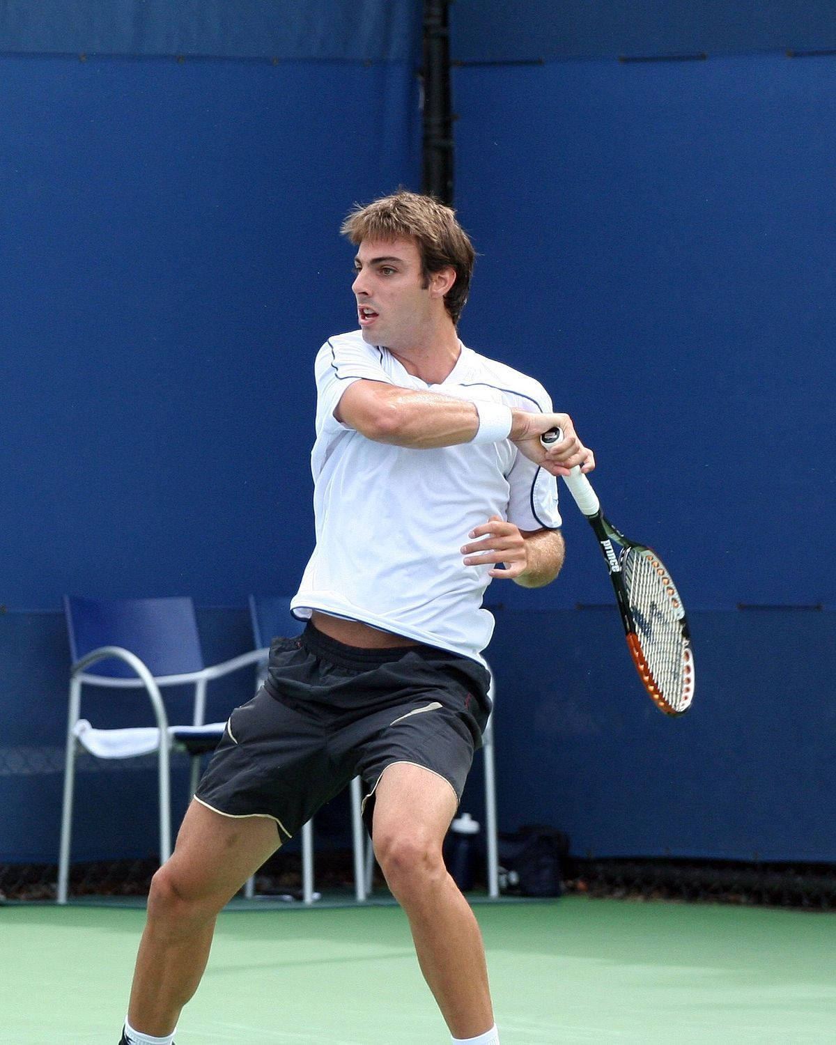 Marcel Granollers, white shirt, black shorts, HD Phone Wallpaper