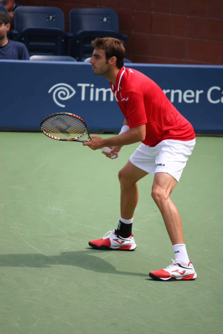 Marcel Granollers, red shirt, white shorts, SD Phone Wallpaper