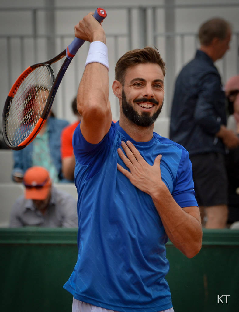 Marcel Granollers, blue shirt, racket, SD Phone Wallpaper