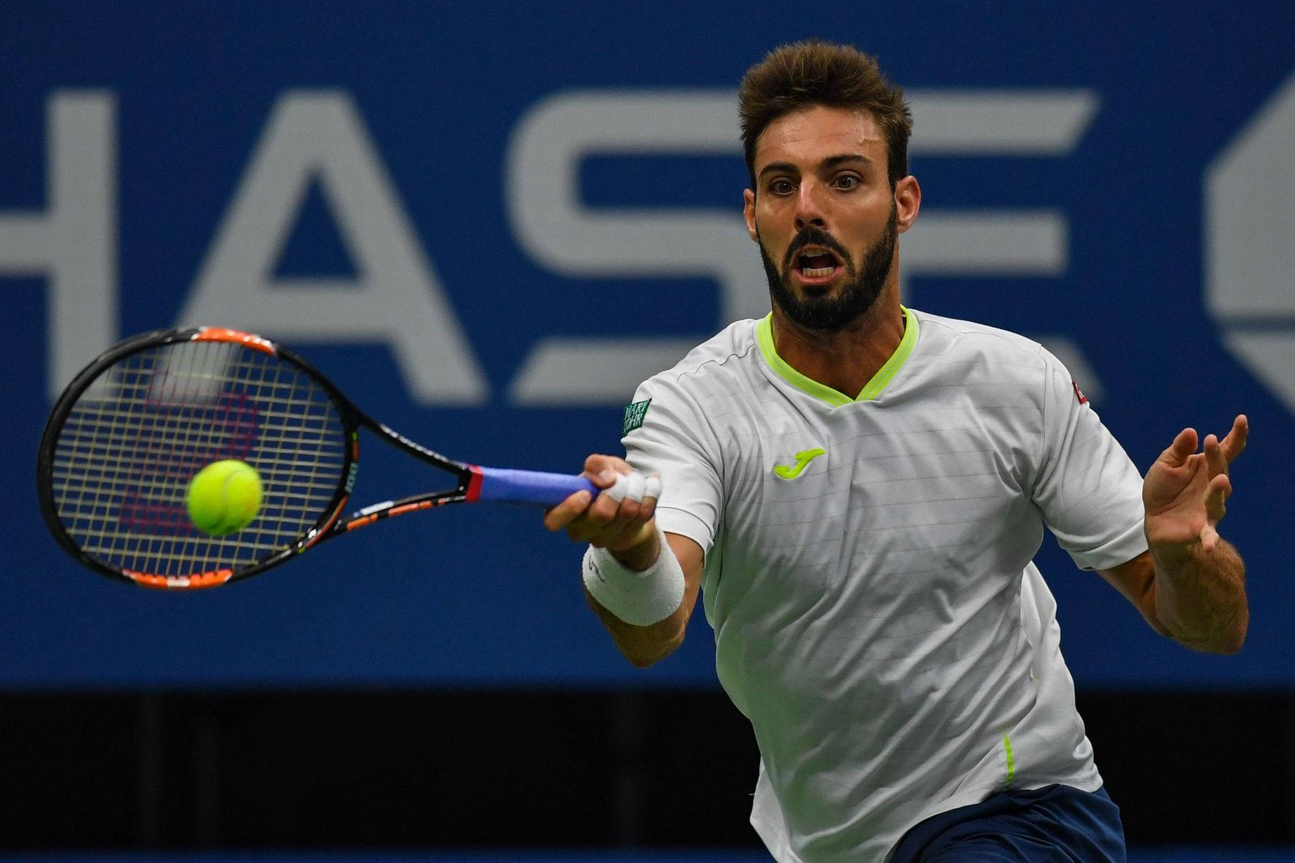 Marcel Granollers, bright yellow ball, tennis player, HD Desktop Wallpaper