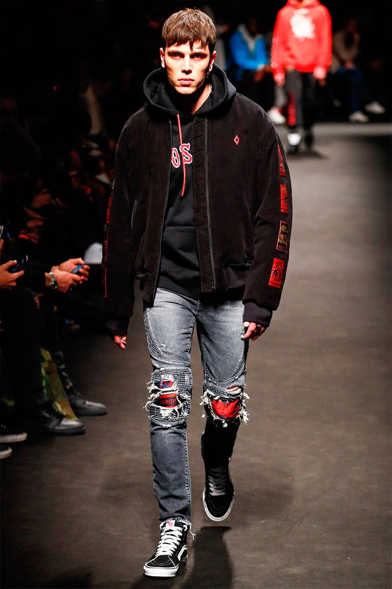 Marcelo Burlon, black hoodie jacket, ripped jeans, SD Phone Wallpaper