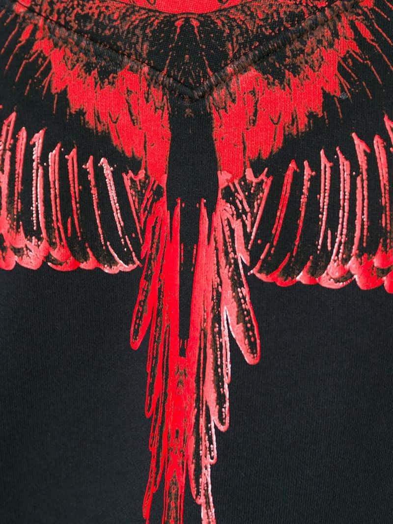 Marcelo Burlon, red wings design, black hoodie, SD Phone Wallpaper