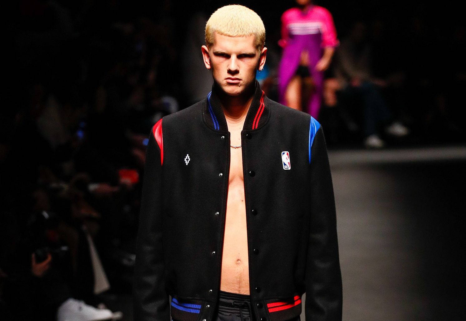 Marcelo Burlon, black bomber jacket, platinum blonde hair, HD Desktop Wallpaper