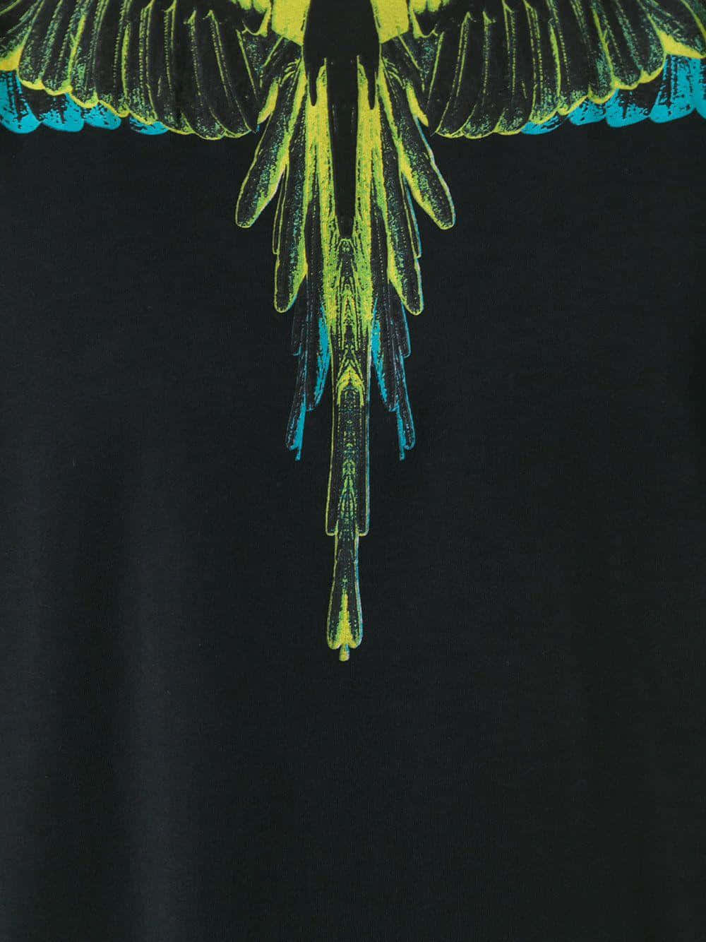 yellow and blue wings, Marcelo Burlon, black t-shirt, HD Phone Wallpaper