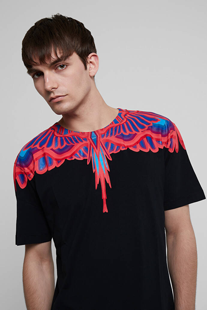 Marcelo Burlon, red wings, black shirt, SD Phone Wallpaper