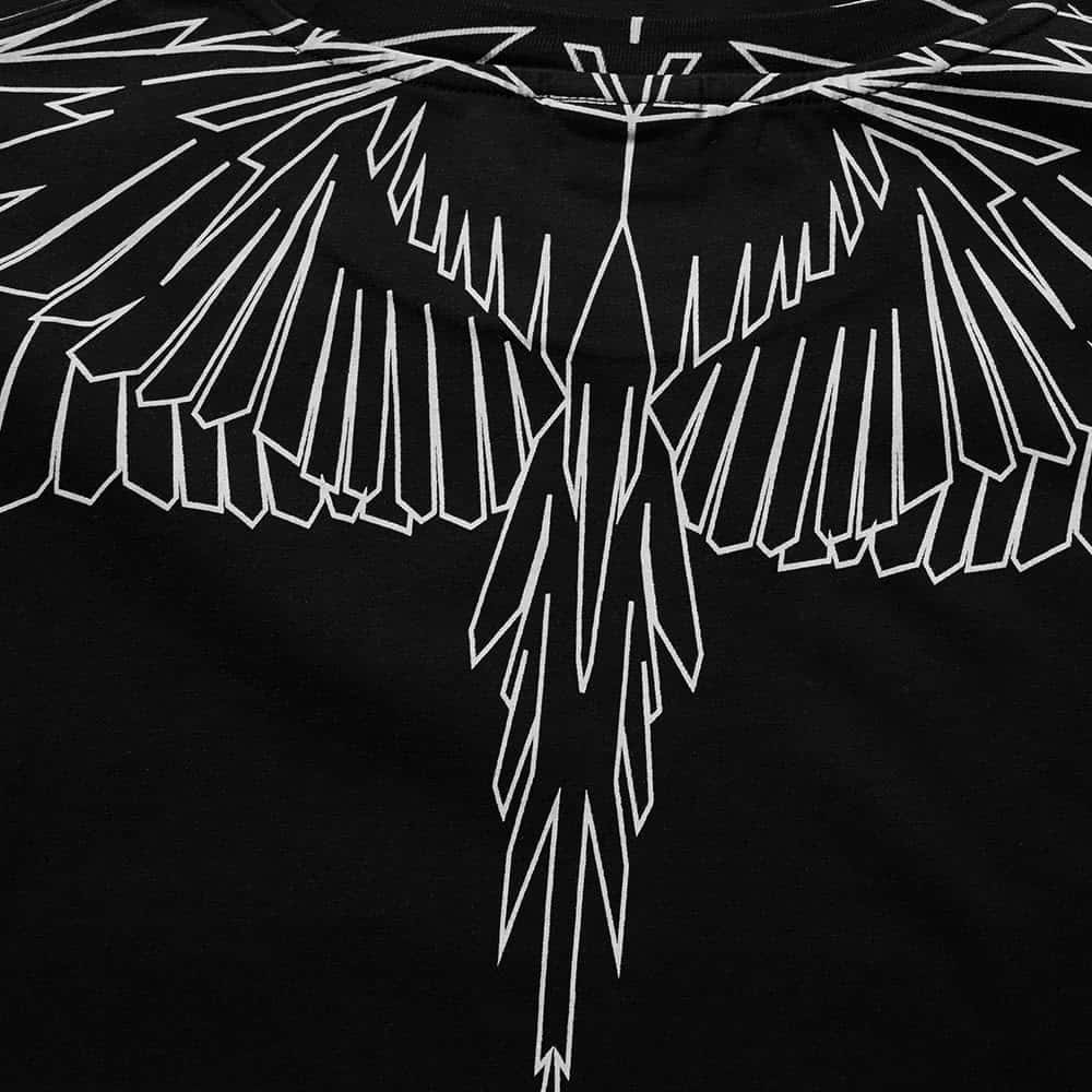 Marcelo Burlon, white wings outline, black hoodie, SD Desktop Wallpaper