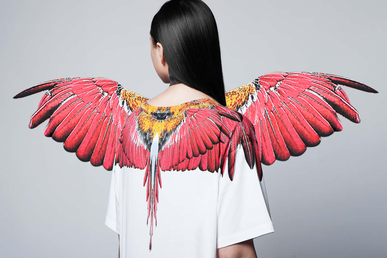 Marcelo Burlon, red wings, white t-shirt, HD Desktop Wallpaper