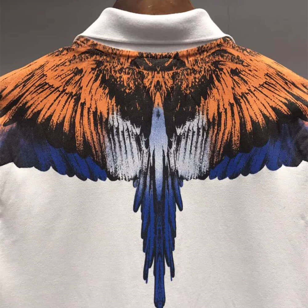 Marcelo Burlon, orange collared shirt, white polo shirt, SD Desktop Wallpaper