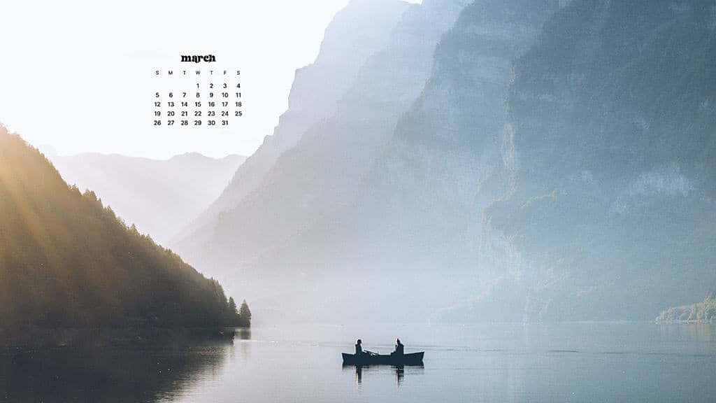March Desktop, misty mountain lake, soft morning light, SD Desktop Wallpaper