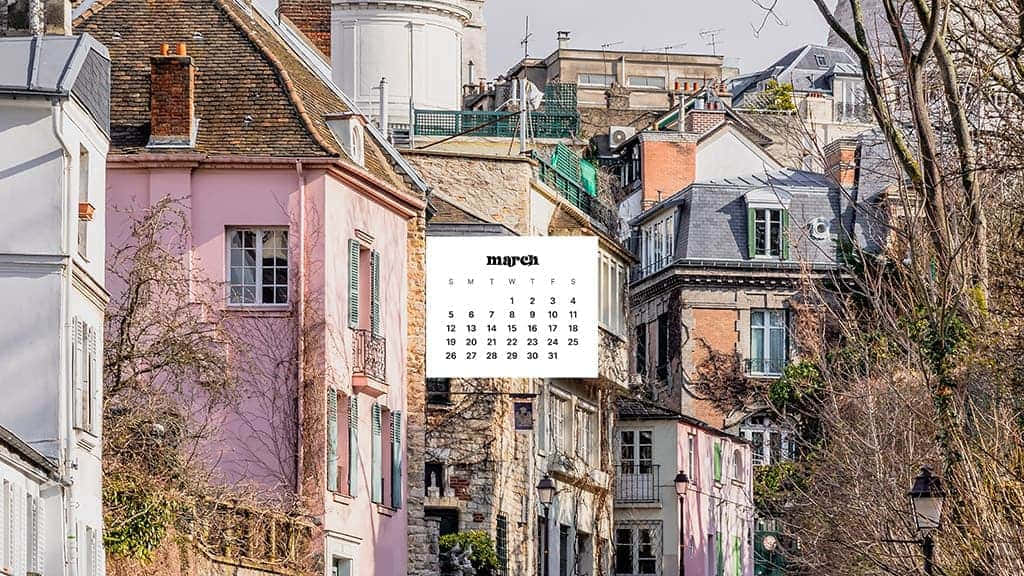 March, pastel-colored European houses, tiled roofs, SD Desktop Wallpaper