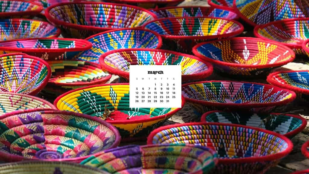 March Desktop, 1024 x 576 wallpaper, vibrant handwoven baskets, SD Desktop Wallpaper