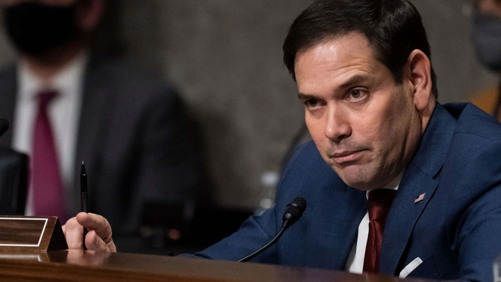 Marco Rubio, blue suit, red tie, HD Desktop Wallpaper