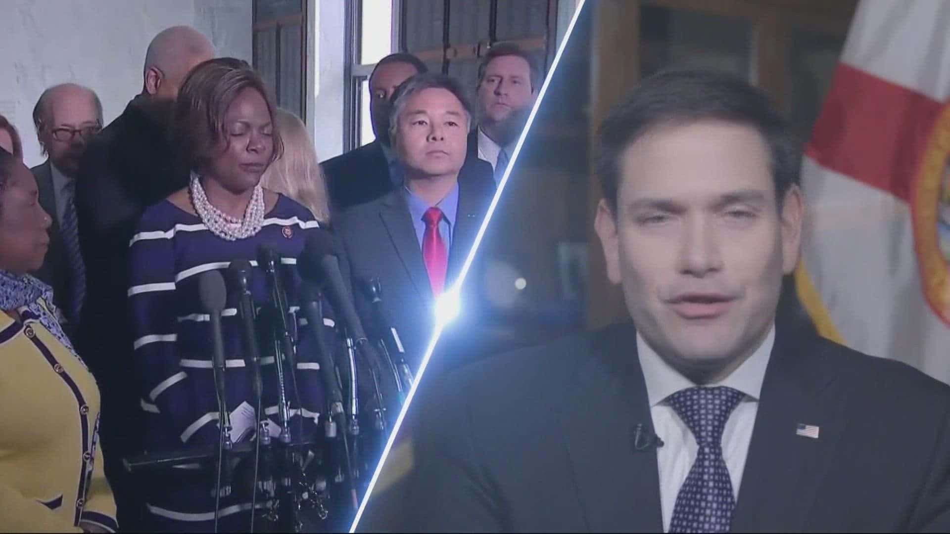 Marco Rubio, press conference, podium, Full HD Desktop Wallpaper