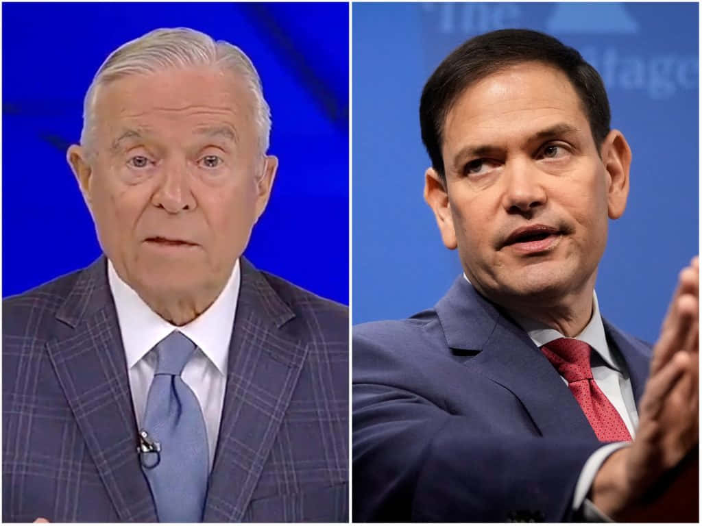 Marco Rubio, virtual interview, split-screen portrait, SD Desktop Wallpaper