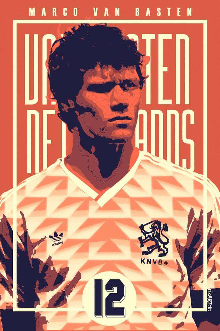 Marco Van Basten, orange and white patterned jersey, number 12, SD Phone Wallpaper
