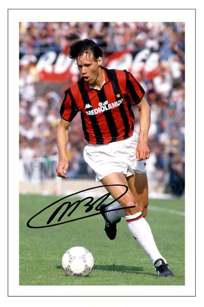 Marco Van Basten, red and black stripes, sunlit field, SD Phone Wallpaper