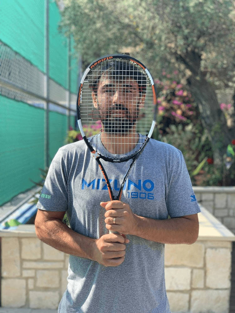Marcos Baghdatis, tennis racket, green fence, SD Phone Wallpaper