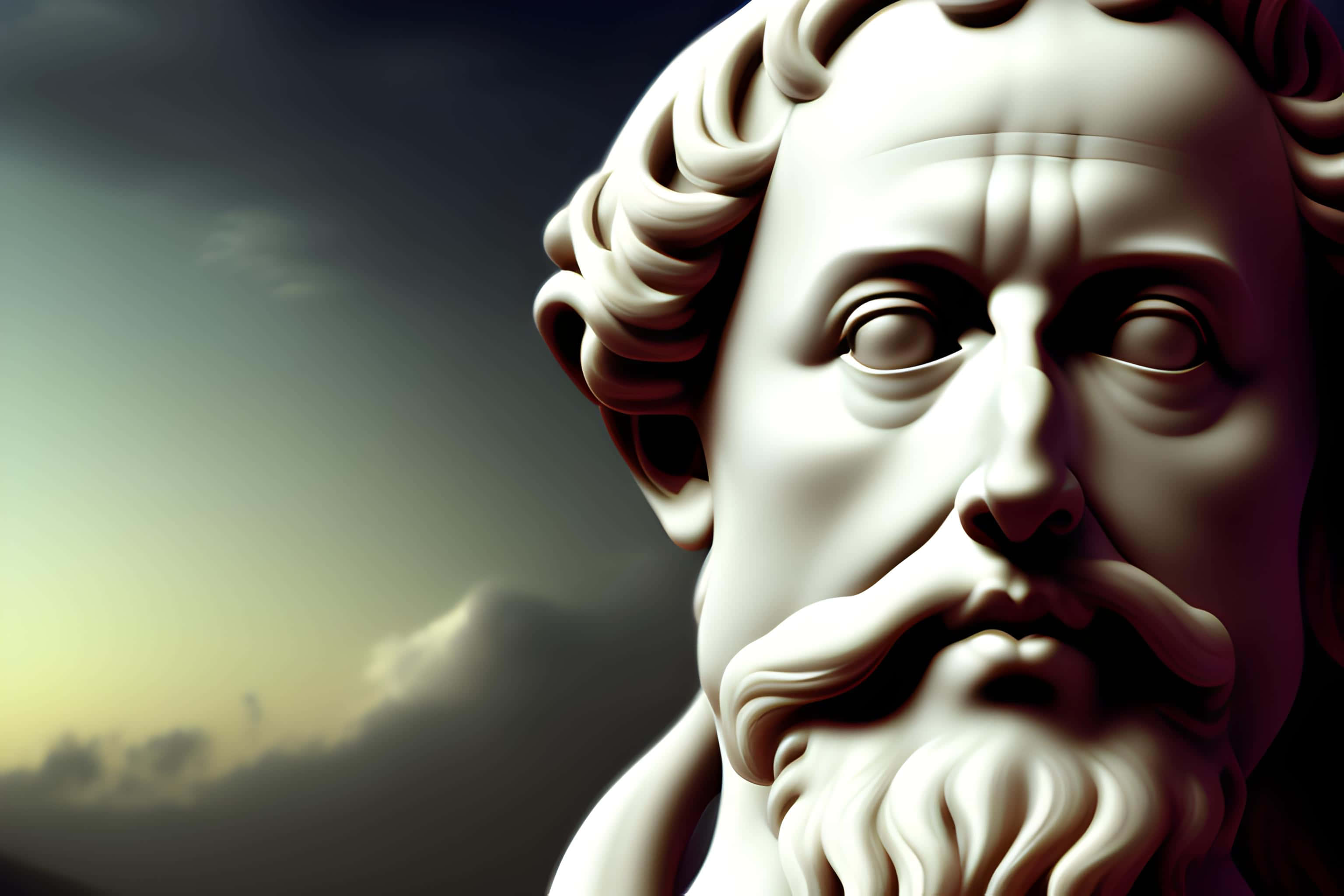Marcus Aurelius, bust, sunset, 2K Desktop Wallpaper