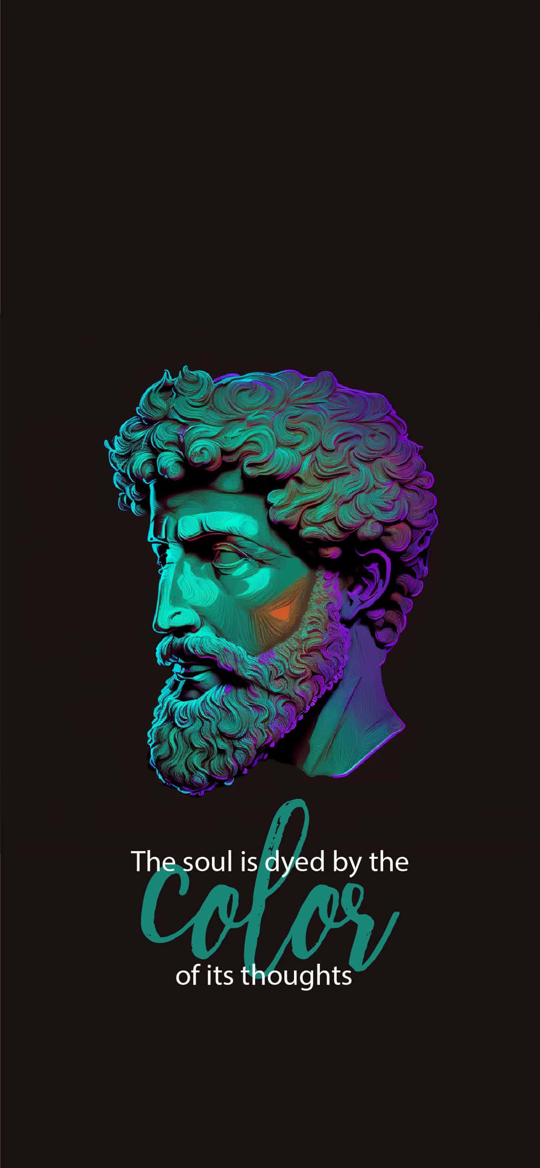 Marcus Aurelius, neon-lit, classical marble bust, Full HD Phone Wallpaper