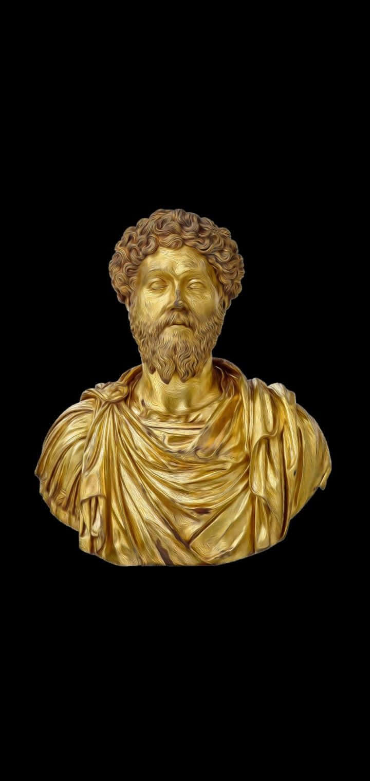 Marcus Aurelius, golden, classical bust, HD Phone Wallpaper