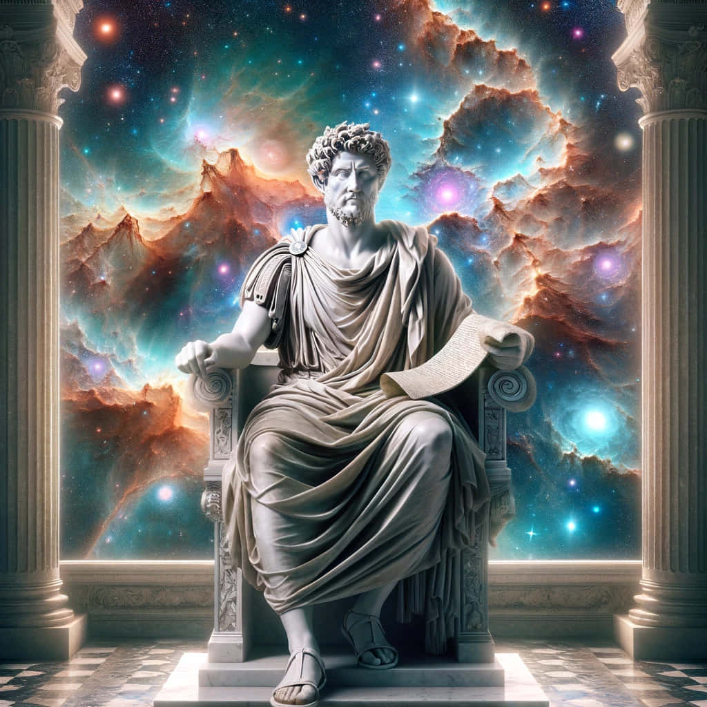 Marcus Aurelius, marble statue, throne, SD Desktop Wallpaper