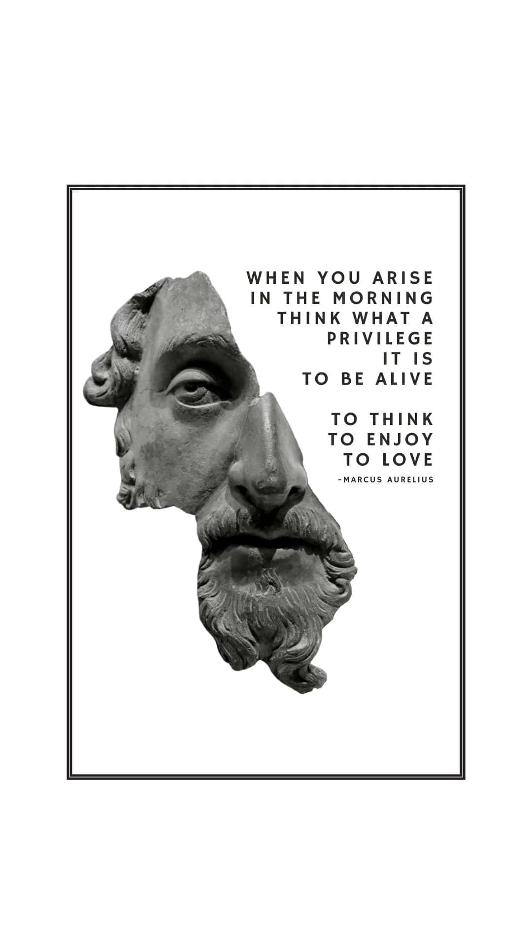 Marcus Aurelius, quote about morning gratitude, monochrome framed poster, Full HD Phone Wallpaper