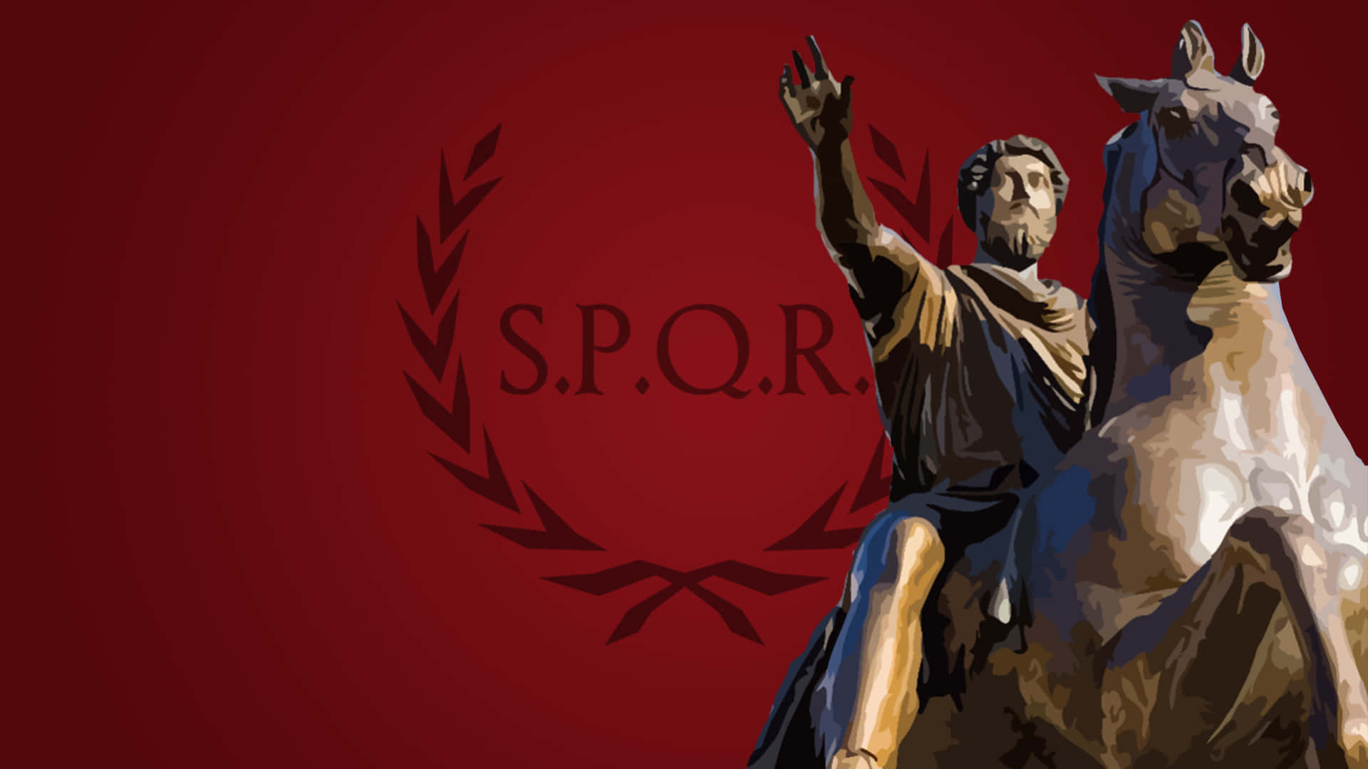 Marcus Aurelius, equestrian statue, S.P.Q.R., Full HD Desktop Wallpaper