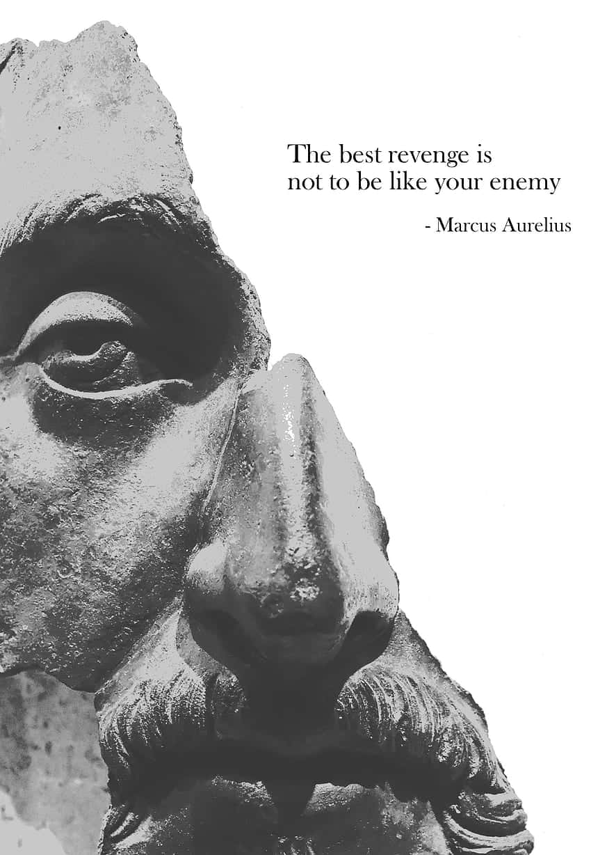 Marcus Aurelius, marble statue, quote overlaid, SD Phone Wallpaper