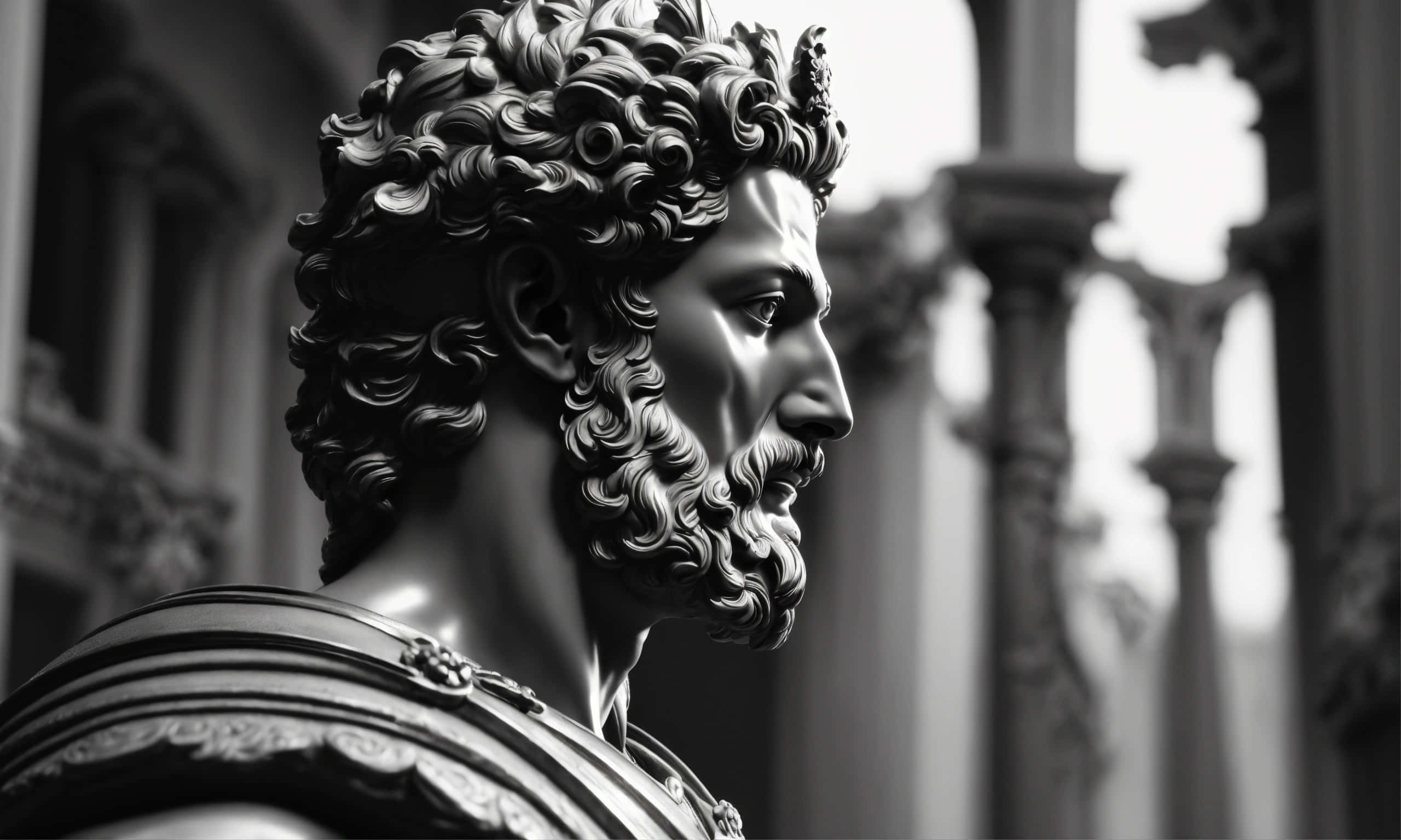 Marcus Aurelius, statue, classical marble statue, 2K Desktop Wallpaper