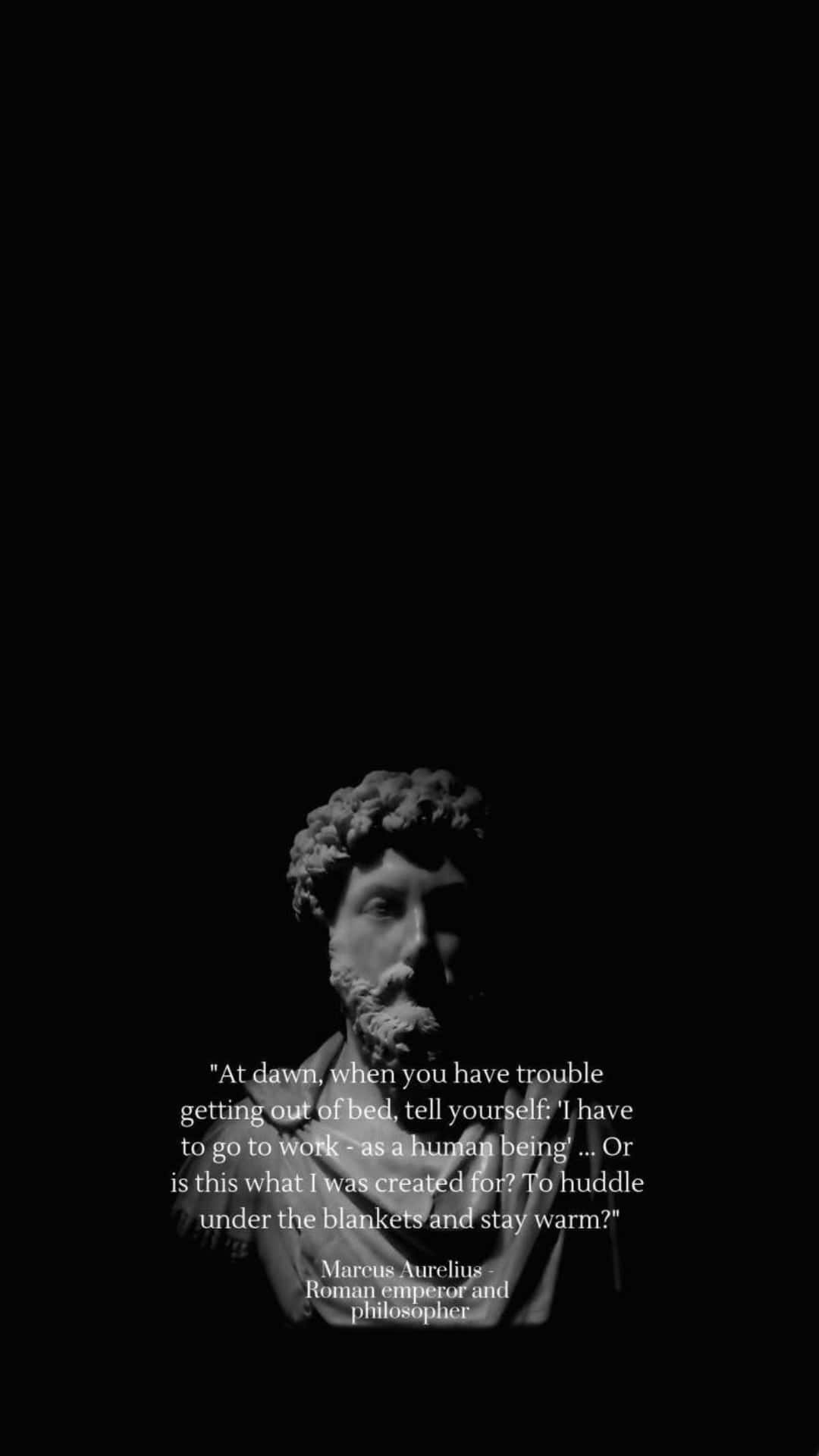 Marcus Aurelius, monochrome statue, black background, Full HD Phone Wallpaper