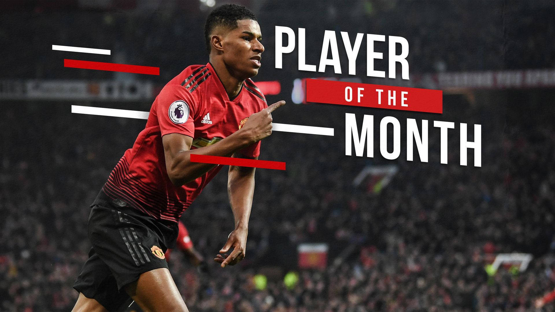 Marcus Rashford, Player Of The Month, red jersey, Full HD Desktop Wallpaper