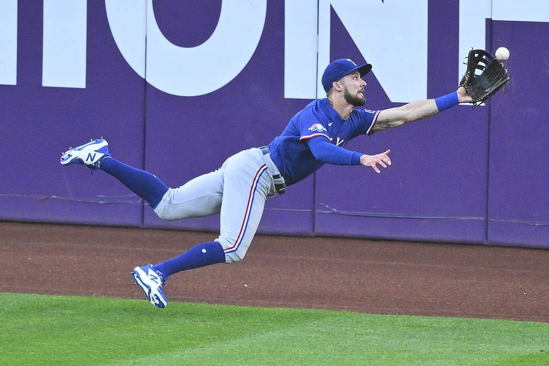 Marcus Semien, blue uniform, white baseball, SD Desktop Wallpaper