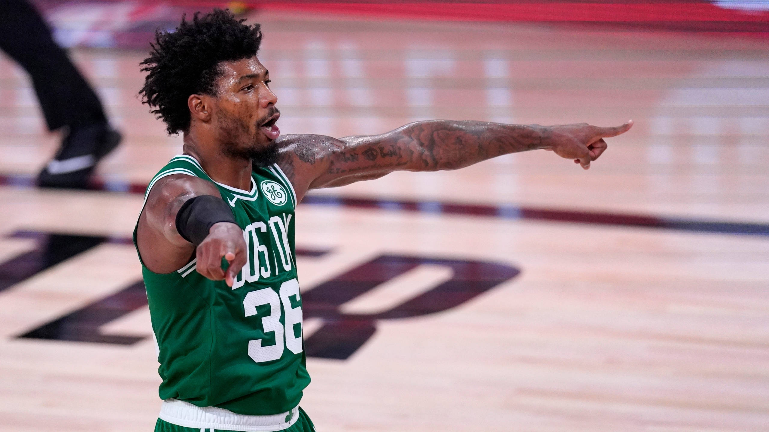 Marcus Smart, number 36, green jersey, 2K Desktop Wallpaper