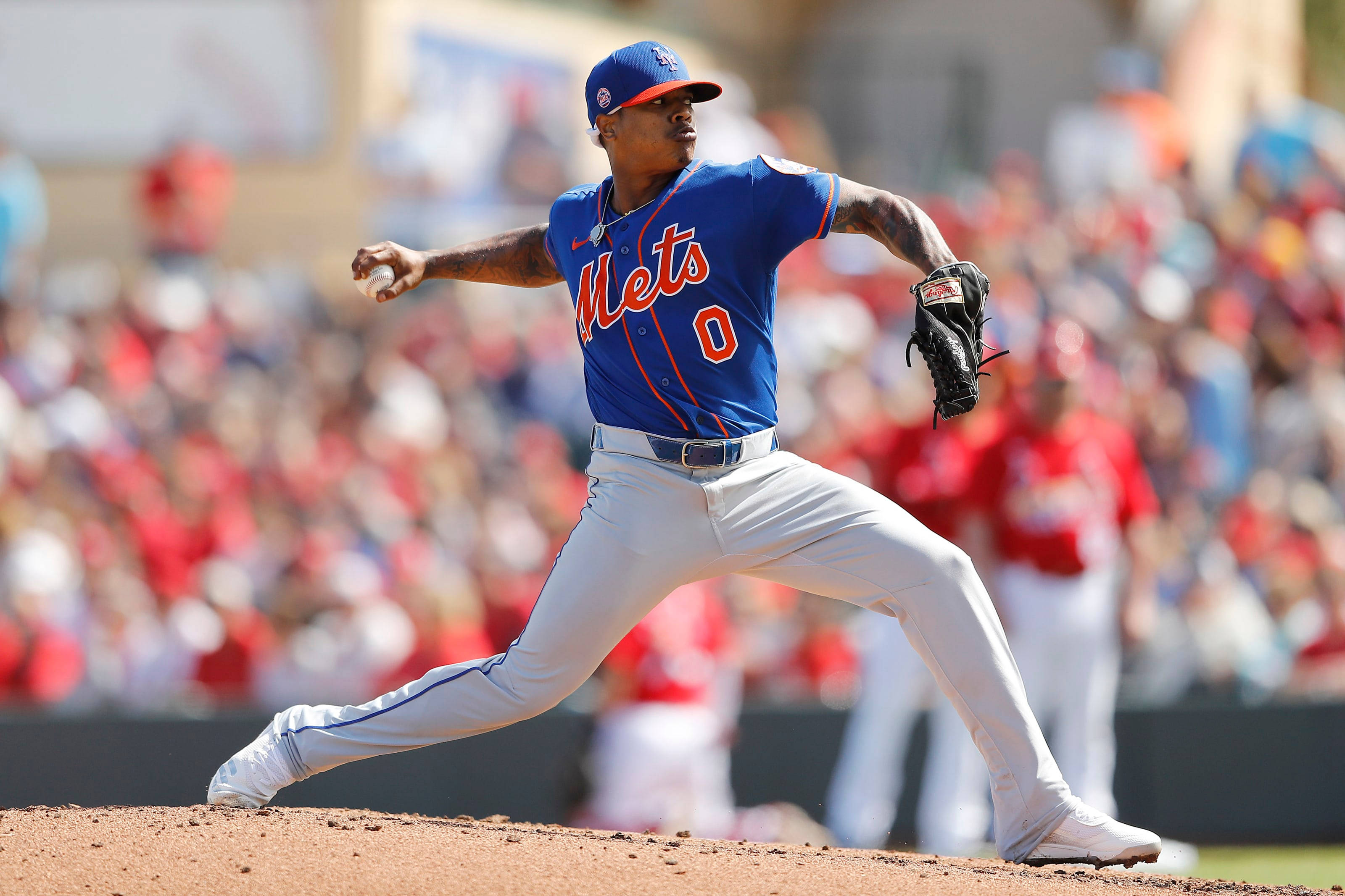 Marcus Stroman, blue Mets jersey, sunlit mound, 2K Desktop Wallpaper