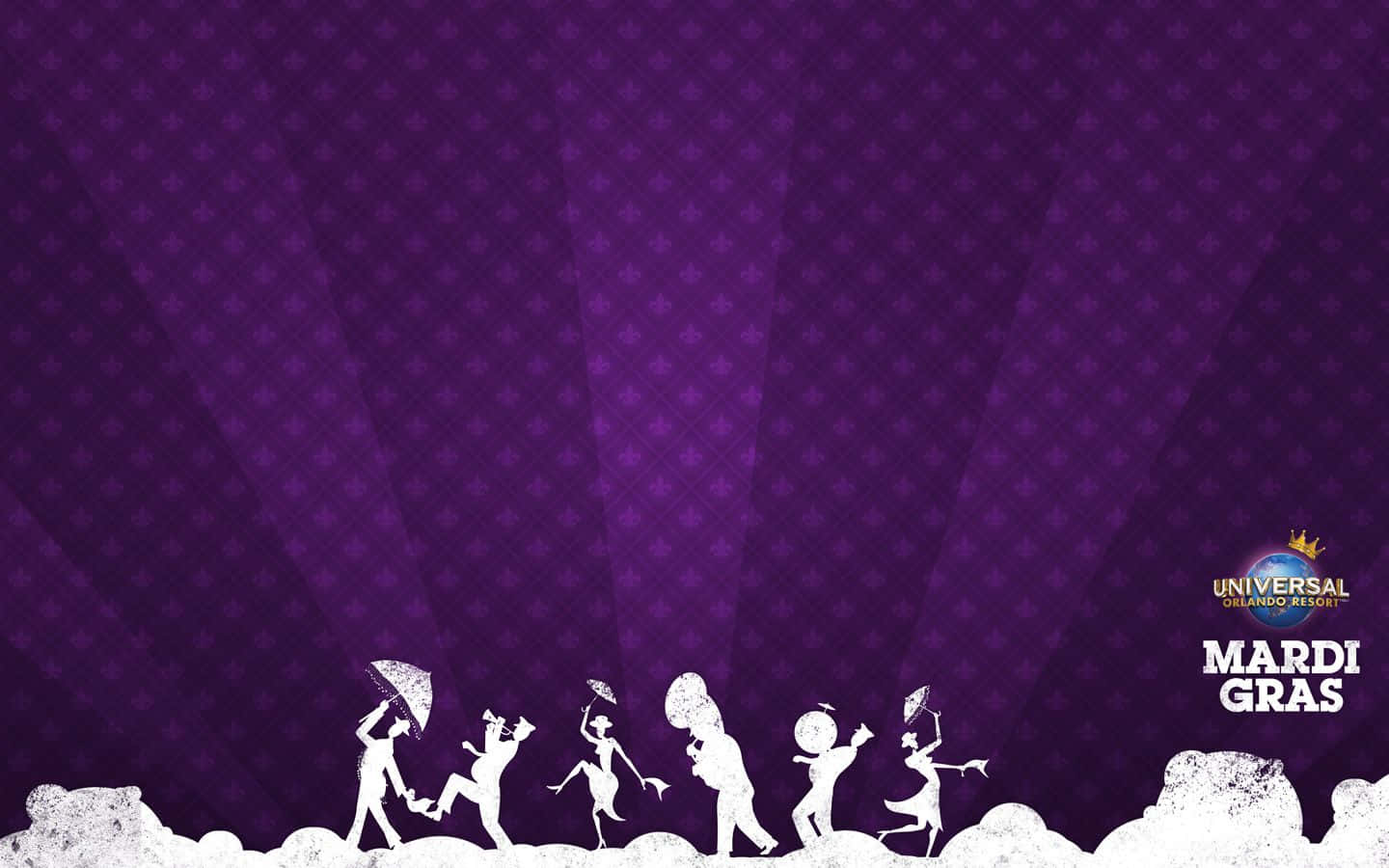 Mardi Gras, white silhouettes, umbrellas, HD Desktop Wallpaper