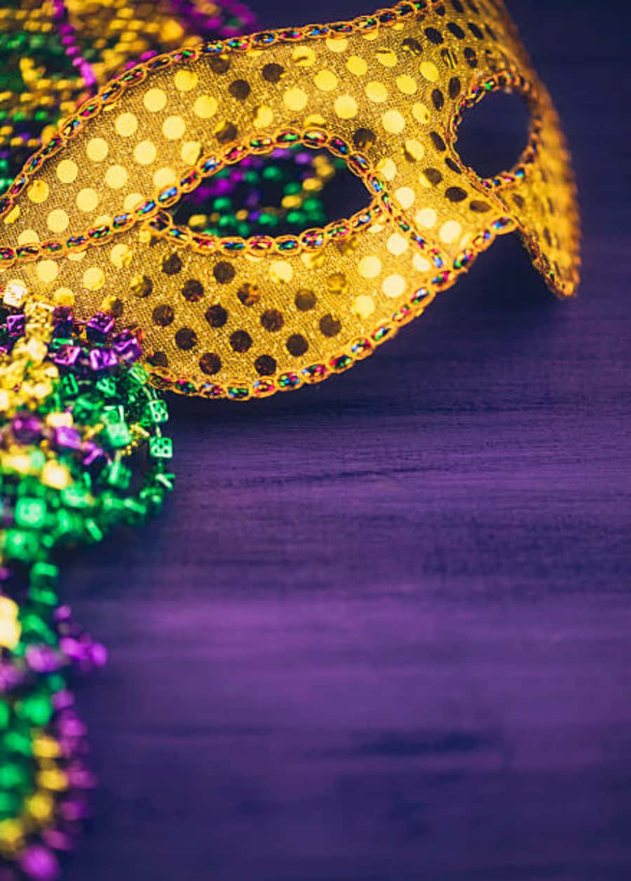 Mardi Gras, yellow, purple table, SD Phone Wallpaper