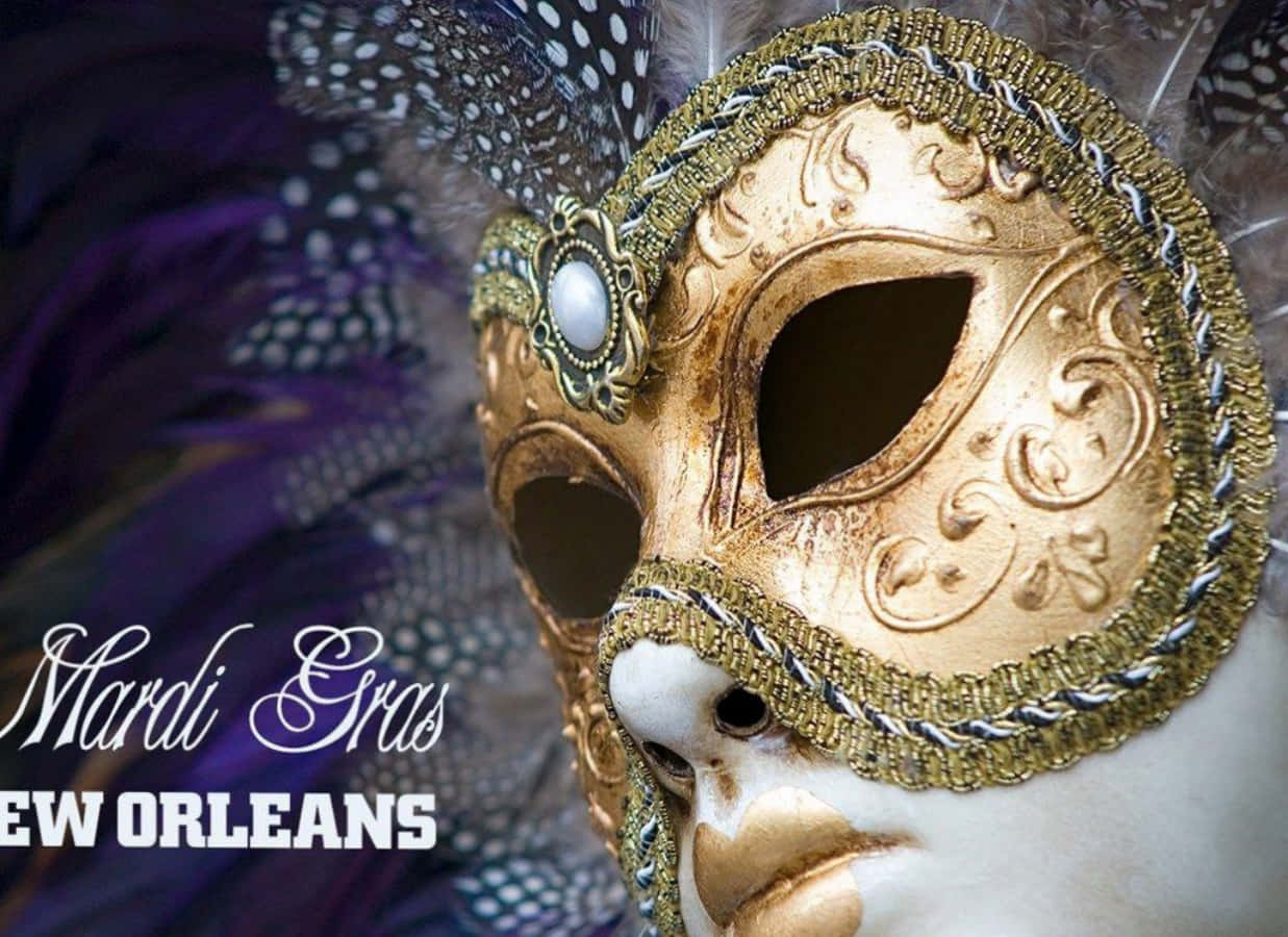 Mardi Gras, gold, feathers, SD Desktop Wallpaper