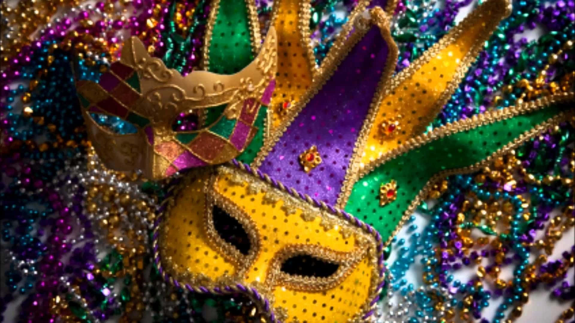 Mardi Gras, masks, beads, Full HD Desktop Wallpaper