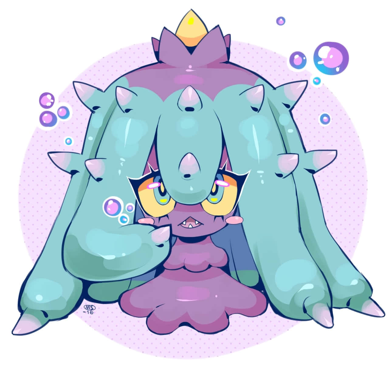 Mareanie, teal spikes, purple body, HD Desktop Wallpaper