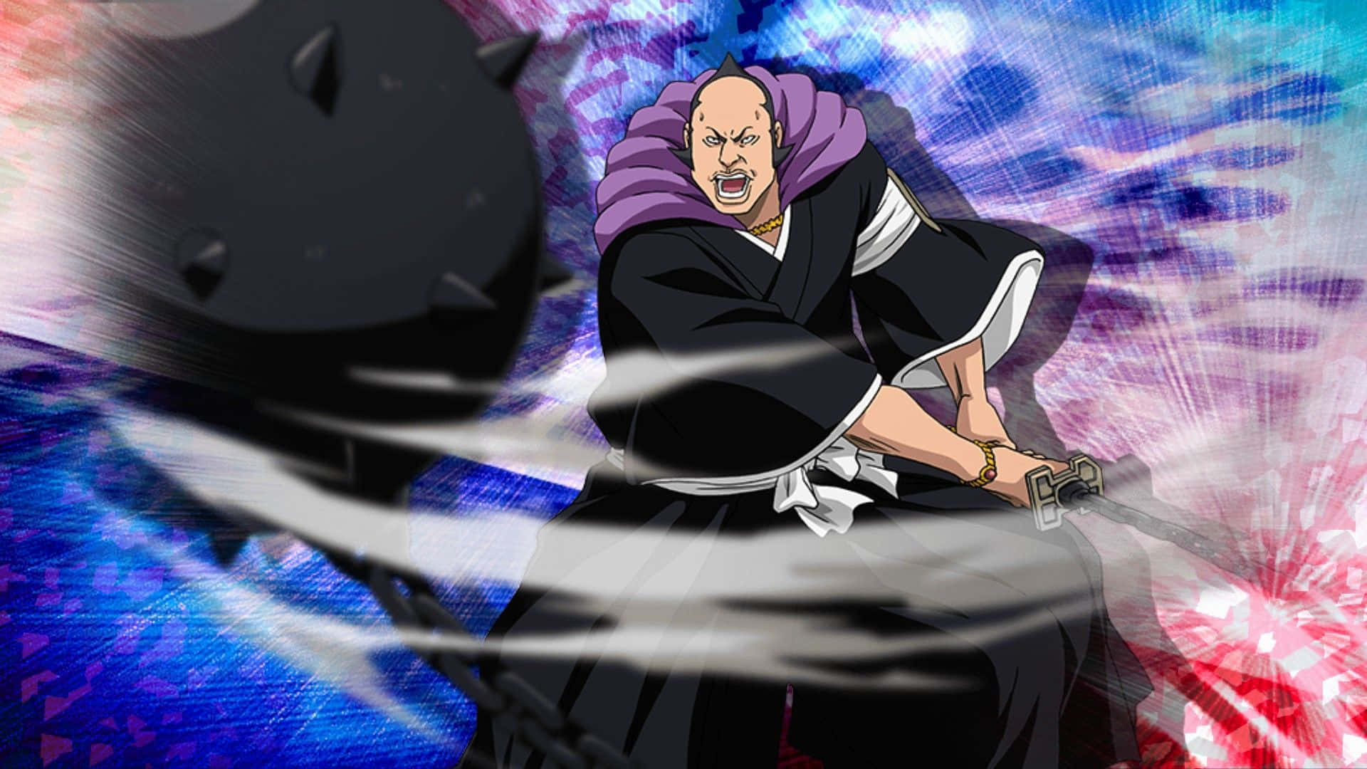 Marechiyo Omaeda, 2nd Division Lieutenant, black and purple robes, Full HD Desktop Wallpaper
