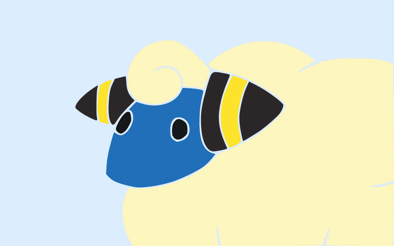 Mareep, blue, yellow and black striped horns, HD Desktop Wallpaper