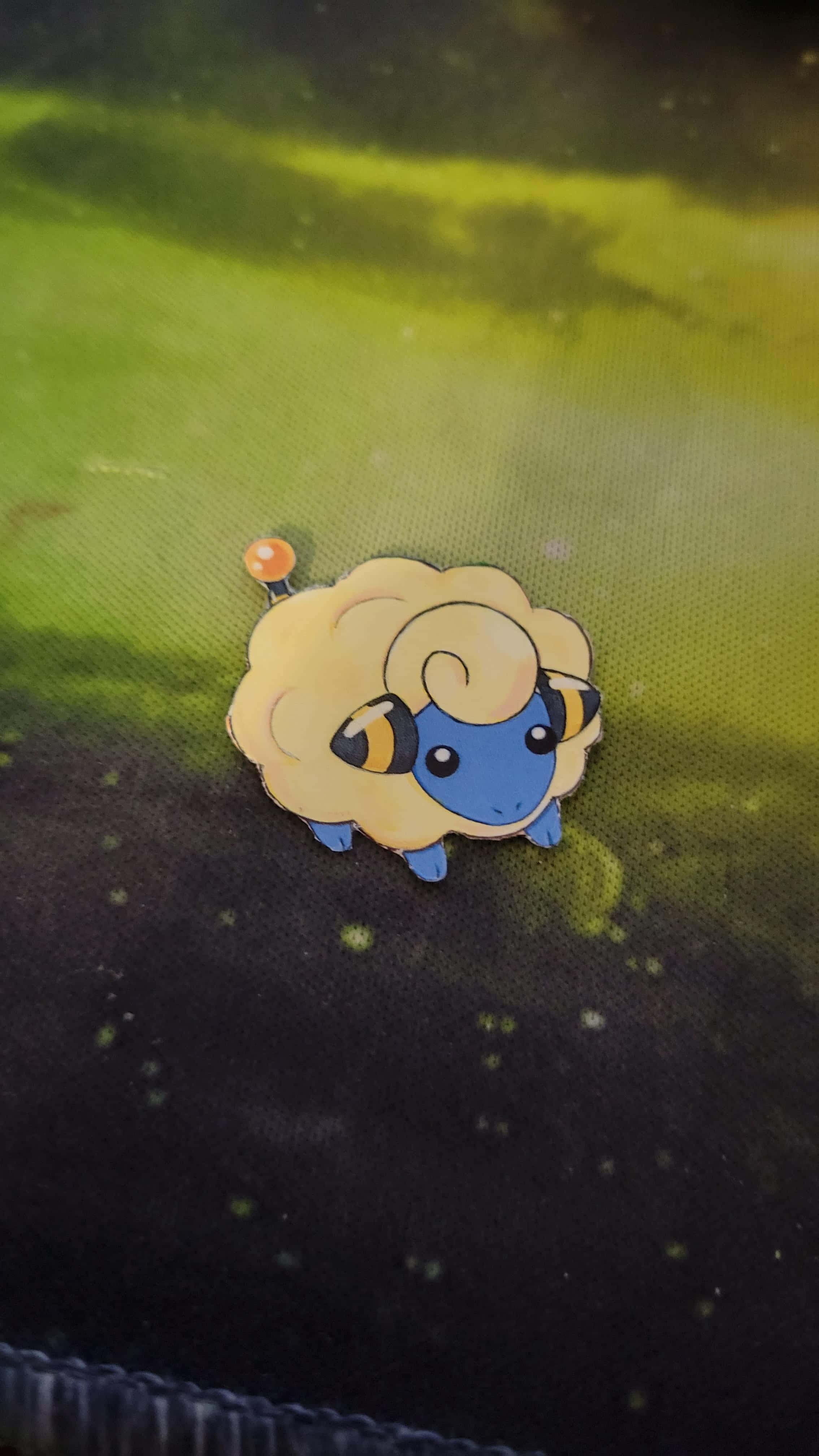 Mareep, beady eyes, yellow and blue, 4K Phone Wallpaper